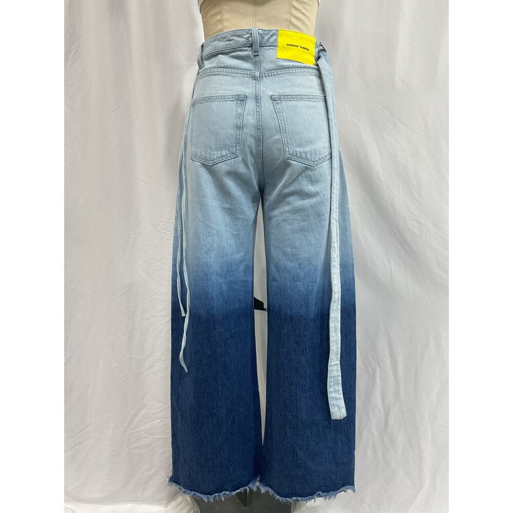 Marques'Almeida Boyfriend Blue Cotton Denim Jeans With Belts Size 6 - Picture 3 of 5